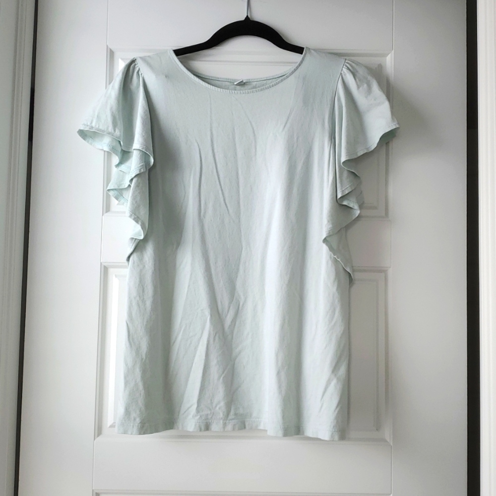 Uniqlo Ruffle Sleeve Top (M - sea green)